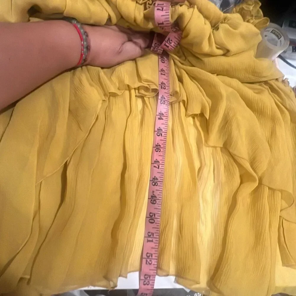 Ulla Johnson Midi Dress Sonja Honey Ruffled Chiffon 2 Silk Chiffon